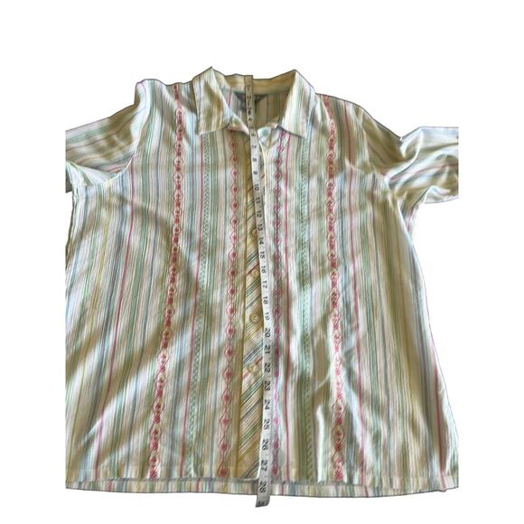 Koret 3/4 Sleeve Embroidered Button Up Cotton Blend Blouse SzL - Picture 8 of 11